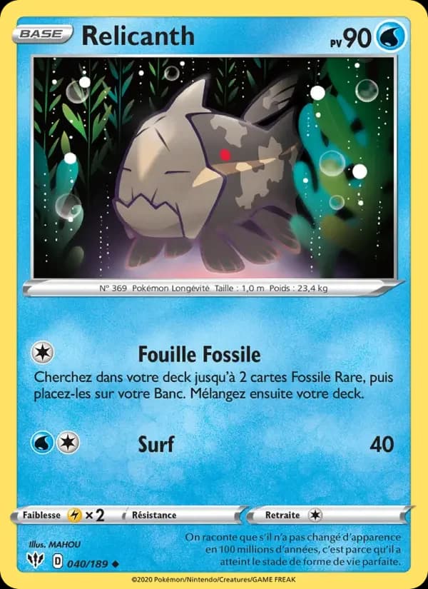 Carte Pokémon Relicanth #40 — Ténèbres Embrasées