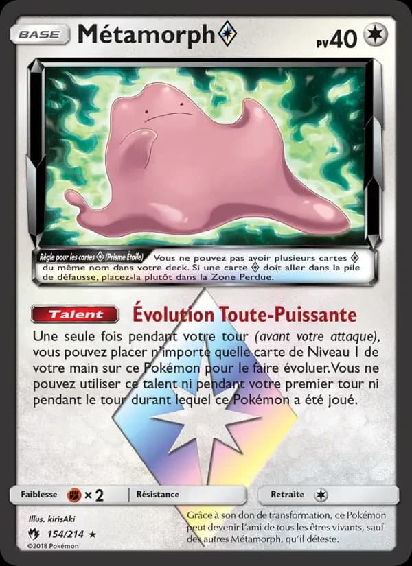 Carte Pokémon Métamorph ◇ #154 — Tonnerre Perdu