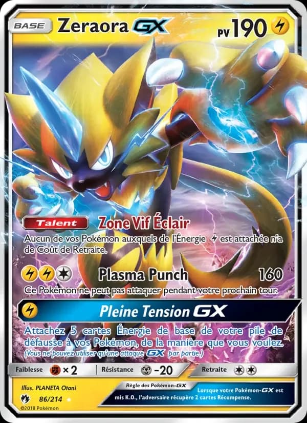 Carte Pokémon Zeraora GX #86 — Tonnerre Perdu