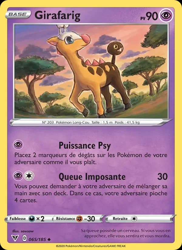Carte Pokémon Girafarig #65 — Voltage Éclatant